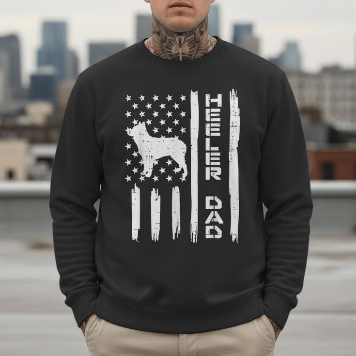 Heeler Dad Flag Vintage Blue Red Cattle Dog Patriot Men Men Sweatshirt
