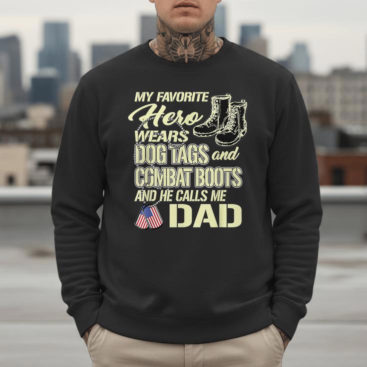 Hero Wears Dog Tags Combat Boots Proud Army Dad Father Men Sweatshirt