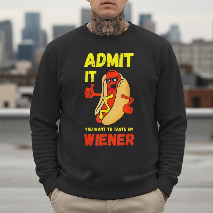 Hilarious Hot Dog Dad Joke Text Pun Dirty Joke -Barbecue Men Sweatshirt