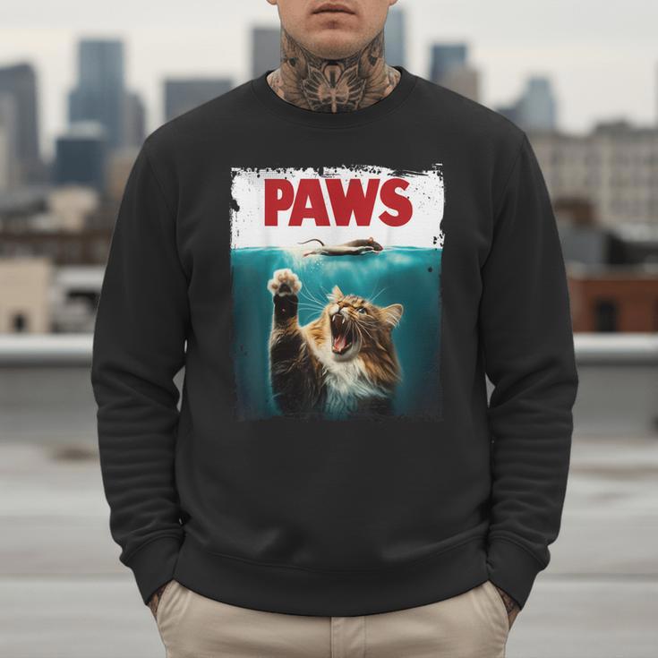Humorous Paws Parody Cat Mouse For Cat Lover Cat Mom Cat Dad Men Sweatshirt