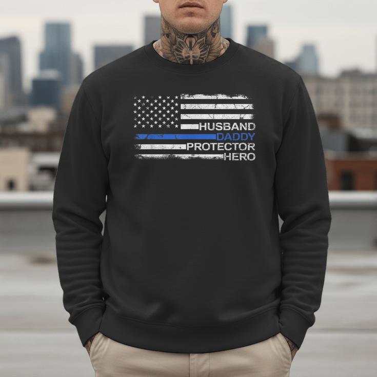 Husband Daddy Protector Hero Police Officer Father Dad Men Sweatshirt