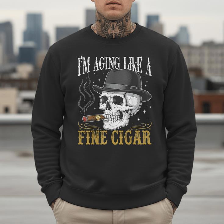 I'm Aging Like a Fine Cigar Skull Dad Retro Adult Men Sweatshirt