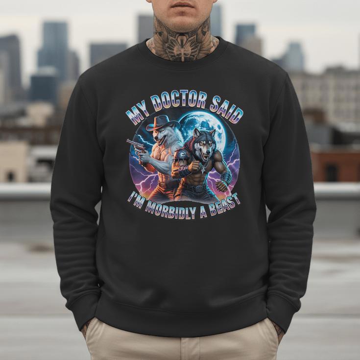 I'm A Beast Alpha Man Alpha Wolves Jokes Dad Papa Alpha Wolf Men Sweatshirt