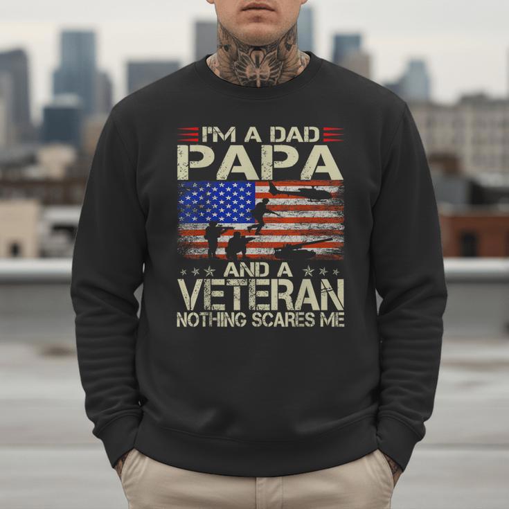 I'm A Dad Papa And Veteran Retro Dad Papa Grandpa Men Sweatshirt