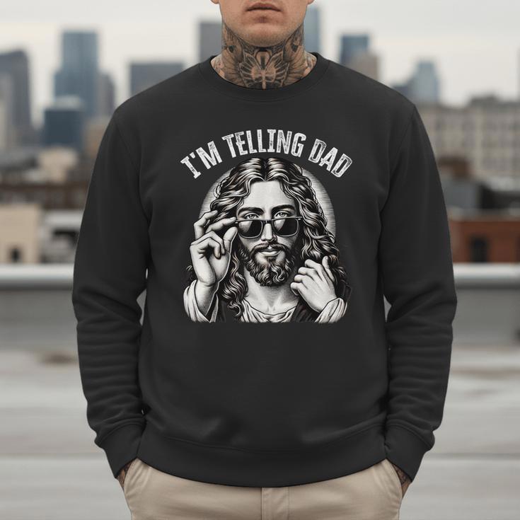 I'm Telling Dad Saying Religious Christian Jesus Meme Men Sweatshirt