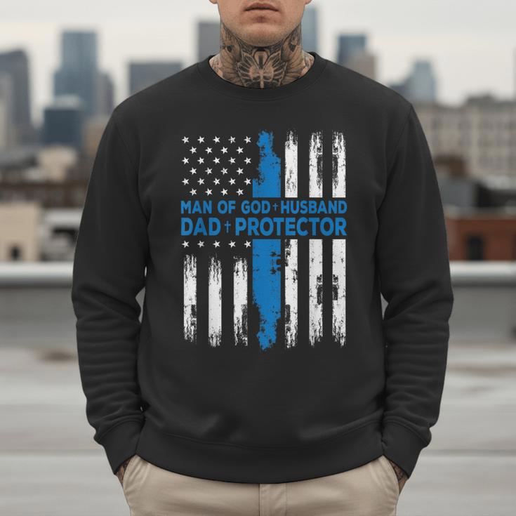Jesus God Religious Man Of God Husband Dad Protector Men Sweatshirt