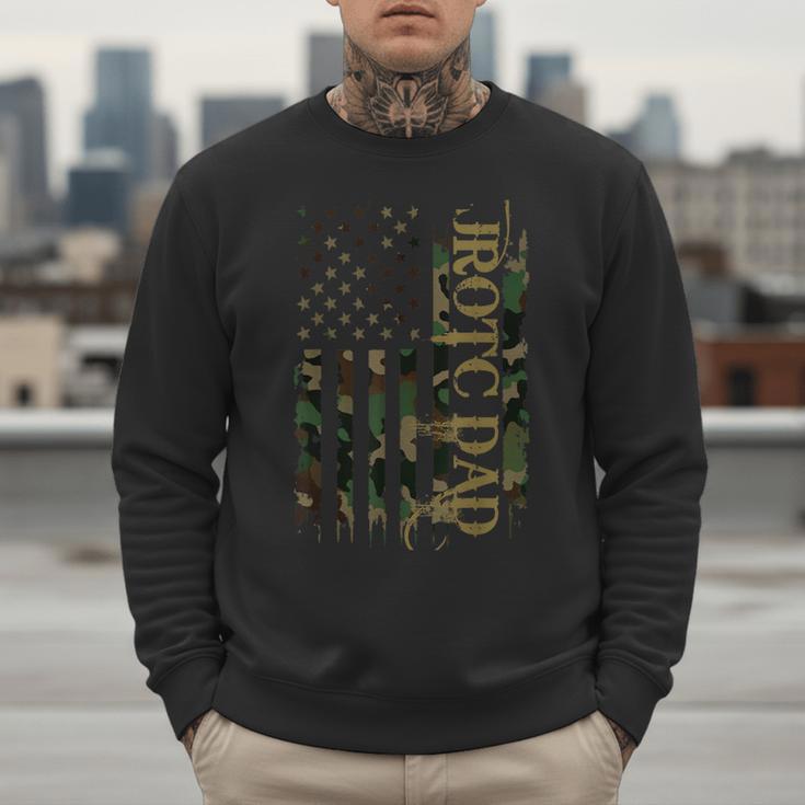 JROTC Dad United States Distressed Camo w US Flag Men Sweatshirt