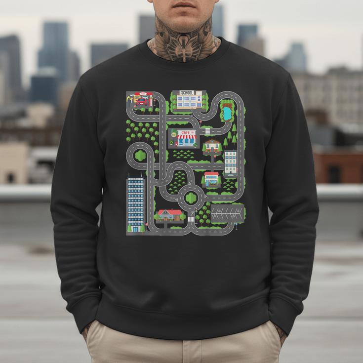 Kid Play Cars On Dad Back Race Track Mat Fathers Day Men Sweatshirt