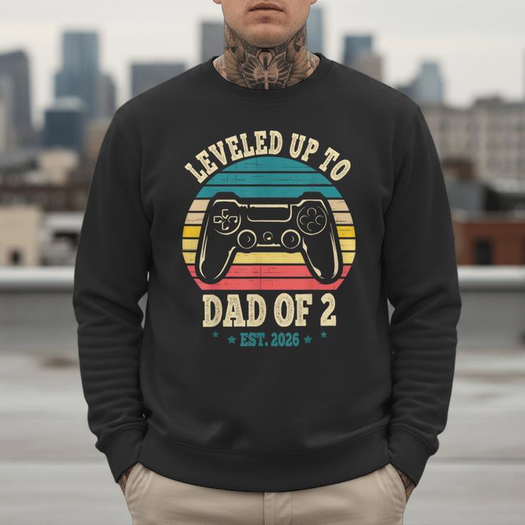 I Leveled Up To Dad Of 2 2026 Promoted To Dad Of Two Kids Men Sweatshirt
