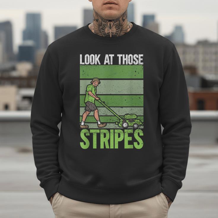 Look At Those Stripes Lawn Mowing Dad Lawn Mower Small Men Sweatshirt