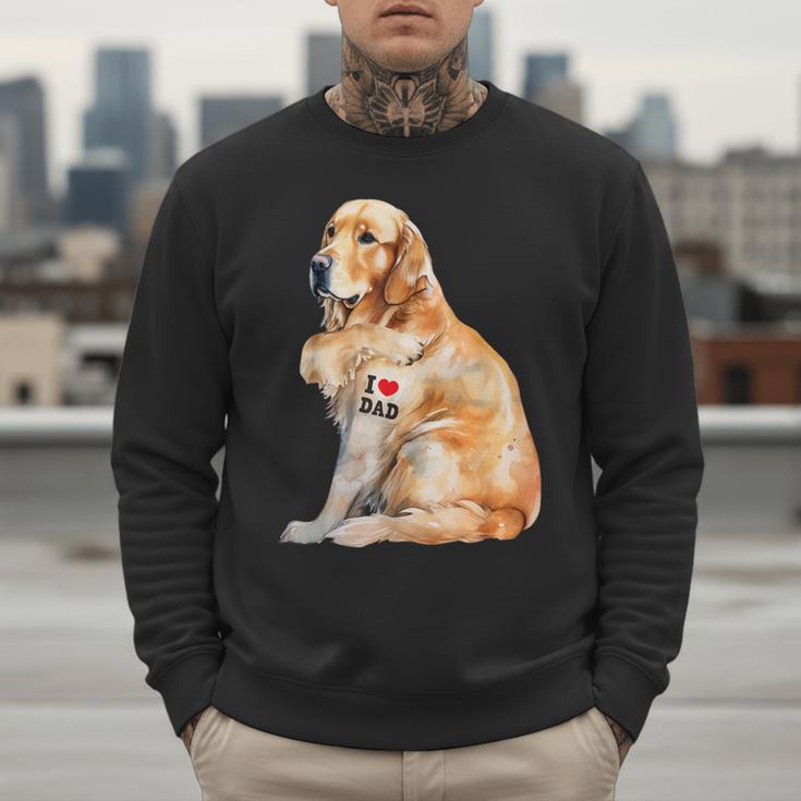 I Love Dad Patriotic Golden Retriever Canine Dog Lover Men Sweatshirt