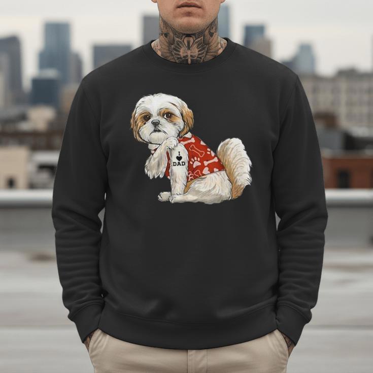 I Love Dad Tattoo Shih Tzu Dad Father's Day Men Sweatshirt