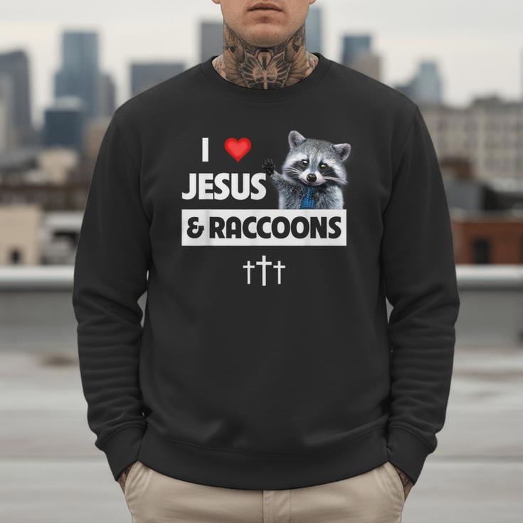 I Love Jesus And Raccoons Mom Dad Christian Love Jesus Bible Men Sweatshirt