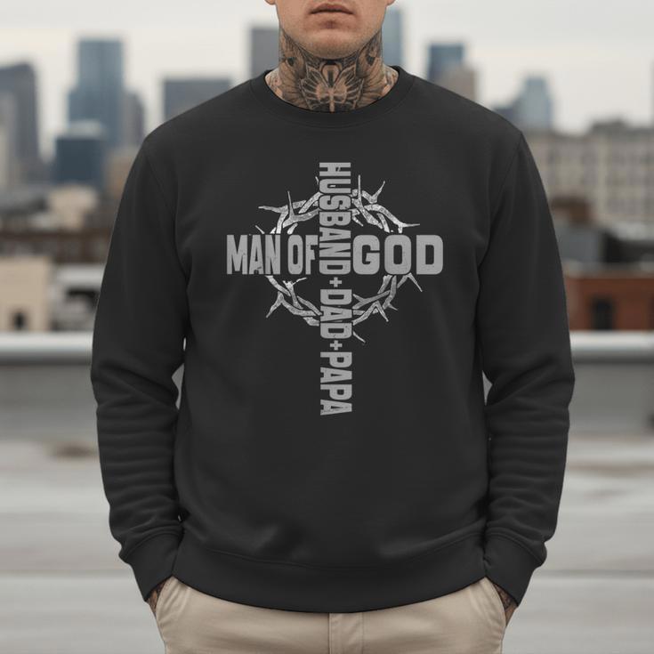 Man Of God Religious Christian Cross Husband Dad Fathers Day Men Sweatshirt