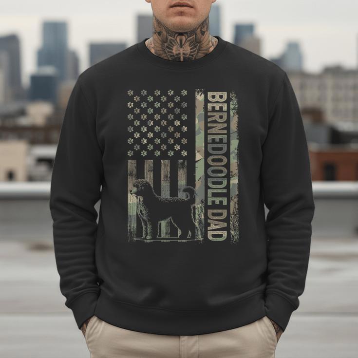 Mini Bernedoodle Dad Camo USA Flag DESIGN ON BACK Men Sweatshirt