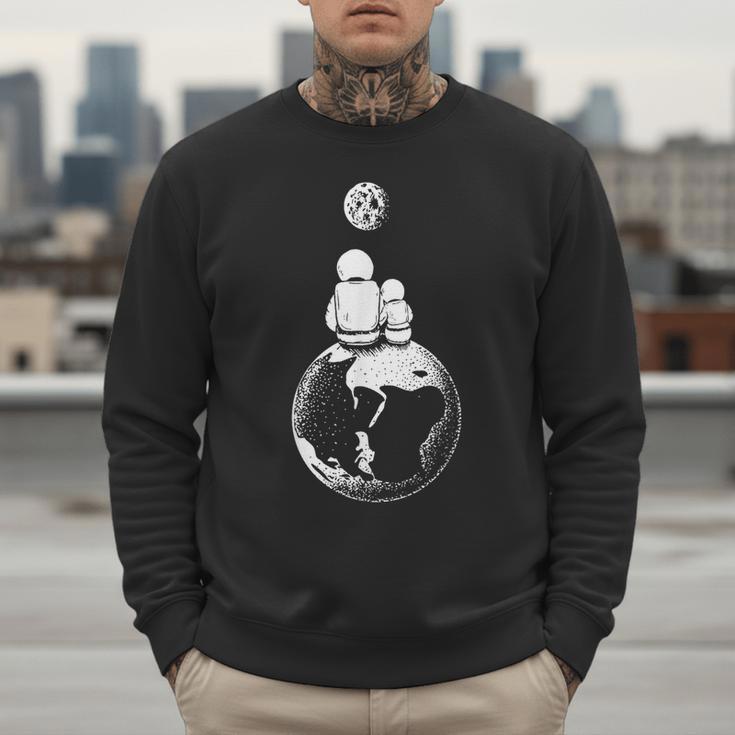 Moon And Astronaut Dad And Baby Space For Father's Day Men Sweatshirt