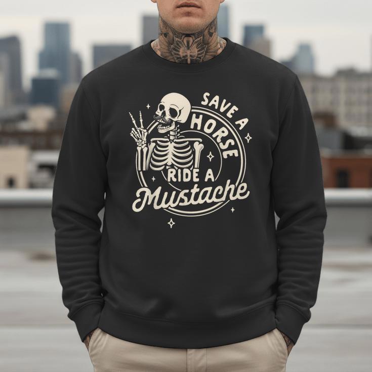 Mustache Dad Father’s Day Save A Horse Ride A Mustache Men Sweatshirt
