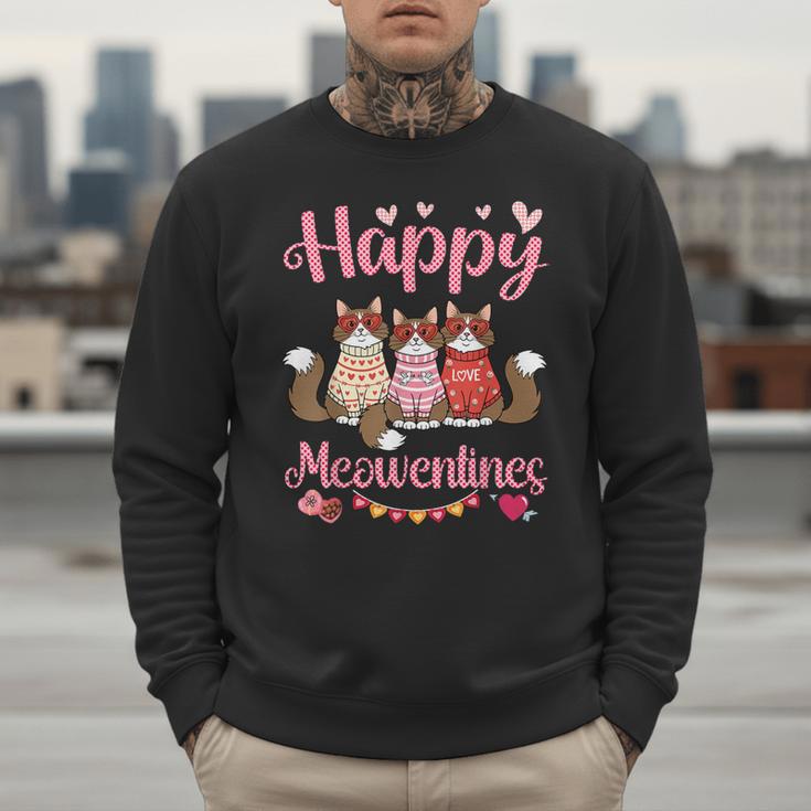 Norwegian Forest Cat Happy Meowentines Valentine Dad Mom Men Sweatshirt