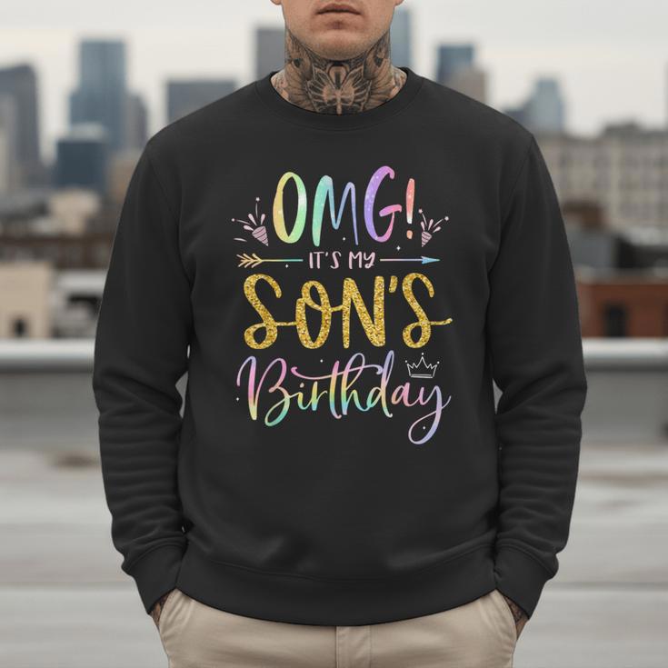 OMG It's My Son's Birthday Happy Bday Tie Dye Mom Dad Men Sweatshirt