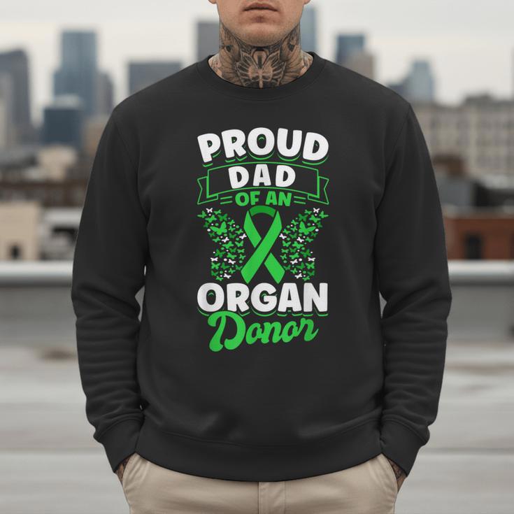 Organ Donation Green Ribbon Proud Dad Of An Organ Donor Men Sweatshirt
