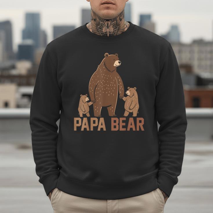 Papa Bear Dad Two Cubs Daddy Bear 2 Kids Father's Day Men Sweatshirt