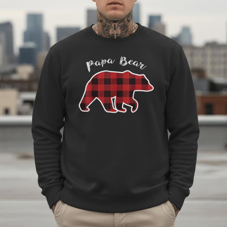 PAPA Bear Men Red Plaid Christmas Pajama Family Dad Small Men Sweatshirt