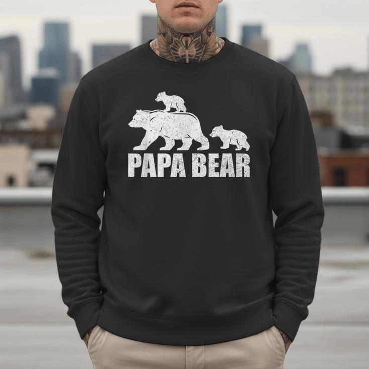Papa Bear Two Cubs Shirt Daddy Bear Twin Tshirt Papa 2 Kids Men Sweatshirt