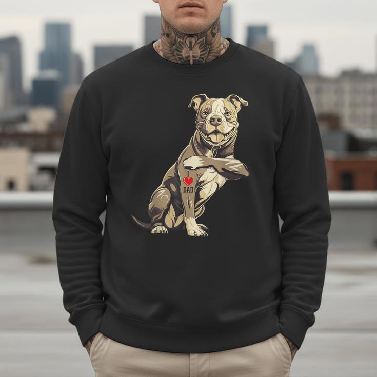 Pitbull I Love Dad Pit Bull Terrier Pettie Dog Owner Father Men Sweatshirt