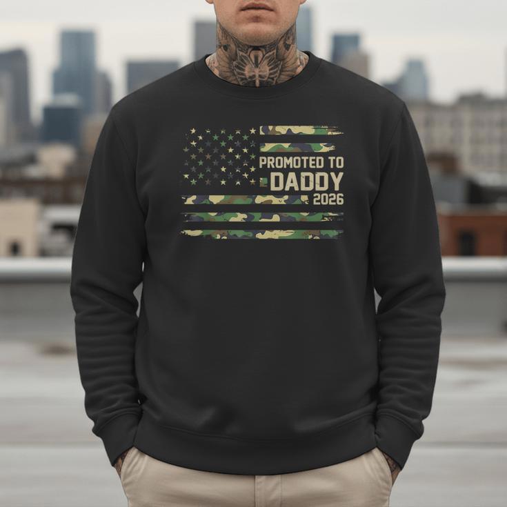 Promoted To Daddy Est 2026 Camo USA Flag New Dad 2026 Men Sweatshirt