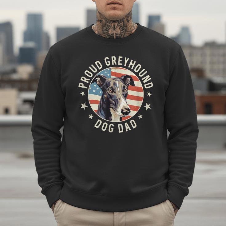 Proud Greyhound Dad American Flag Patriotic Greyhound Dad Men Sweatshirt
