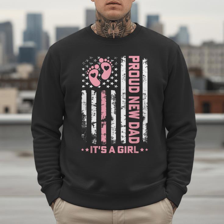 Proud New Dad New Girl Baby First Fathers Day American Flag Men Sweatshirt
