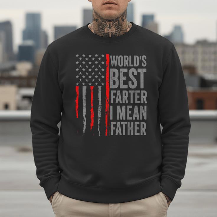 Retro Dad World's Best Farter I Mean Father Vintage Flag Usa Men Sweatshirt