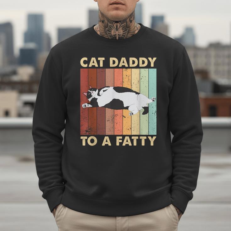 Retro Fat Chonk Dad Tee Cat Daddy To A Fatty Men Sweatshirt