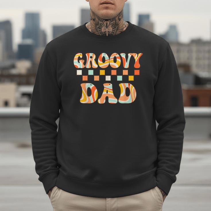 Retro Groovy Dad Matching Family 1st Birthday Party Men Sweatshirt