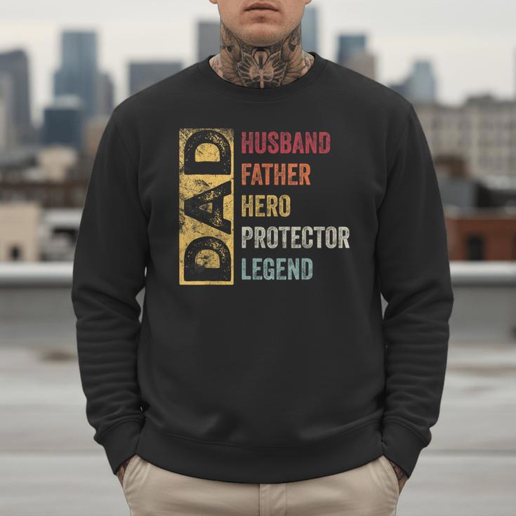 Retro Husband Father Hero Protector Legend Father Day Dad Men Sweatshirt
