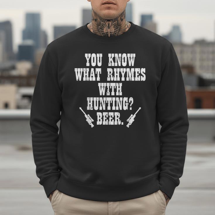 What Rhymes With Hunting Deer Hunter Dad Grandpa Men Men Sweatshirt