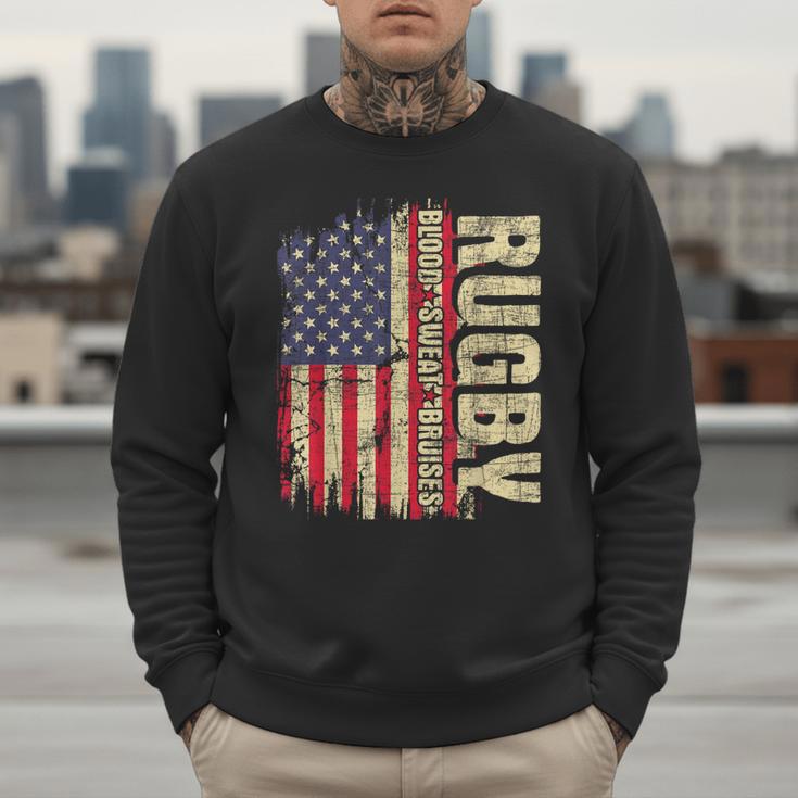 Rugby Blood Sweat Bruises Rugby Player Coach Dad Mom Men Sweatshirt
