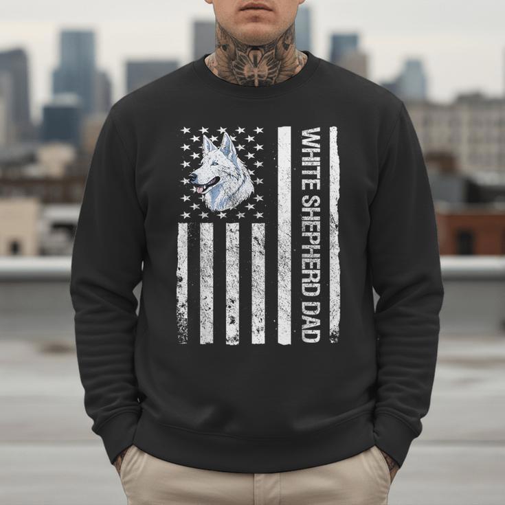 Shepherd Dad USA Flag White German Shepherd Men Sweatshirt