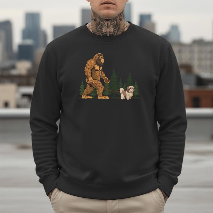 Shih Tzu Bigfoot Dog Walking Mom Dad Kids Men Sweatshirt Shih Tzu Bigfoot Dog Walking Mom Dad Kids Men Sweatshirt