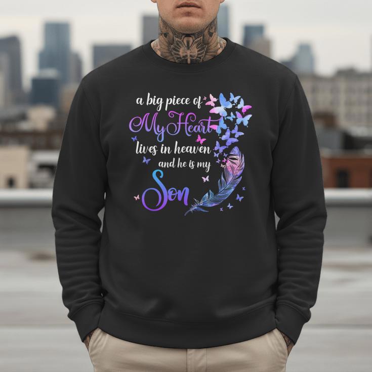 My Son Lives In Heaven Memorial Quotes Love Mom Dad Matching Men Sweatshirt