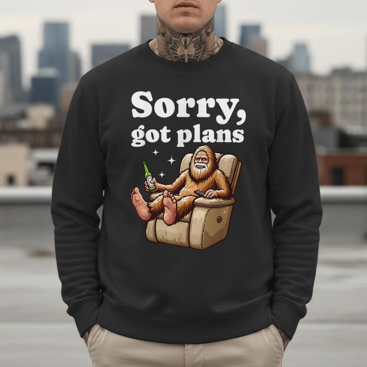 Sorry Got Plans Bigfoot Dad Humor Sasquatch Sayings Men Sweatshirt