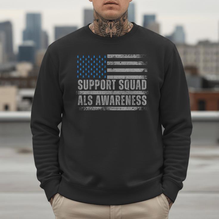 Support ALS Awareness Month USA American Flag Men Dad Men Sweatshirt
