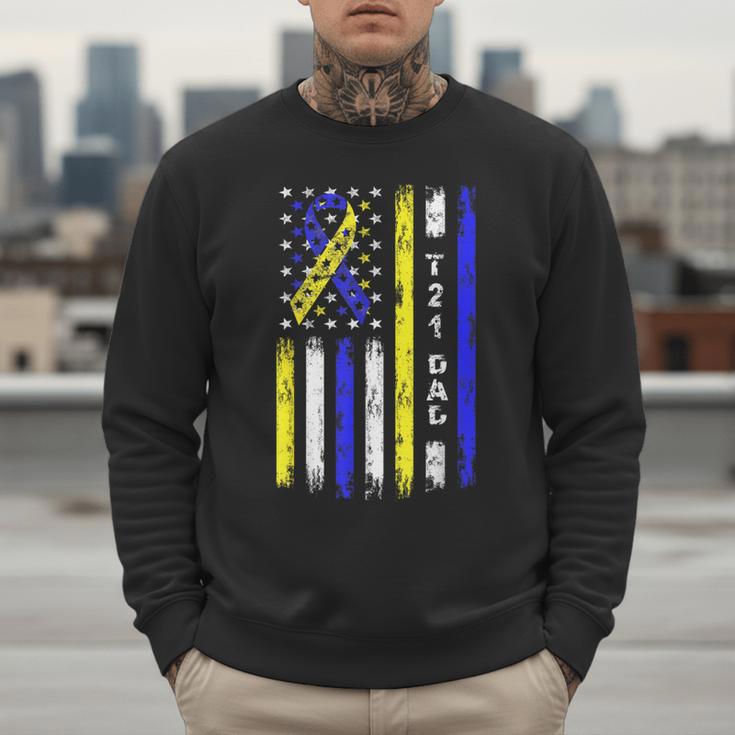 T21 Dad American Flag Down Syndrome Awareness Men Sweatshirt T21 Dad American Flag Down Syndrome Awareness Men Sweatshirt