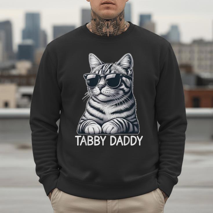 Tabby Daddy Cat Dad Graphic Grey Tabby Cat Lover Men Sweatshirt