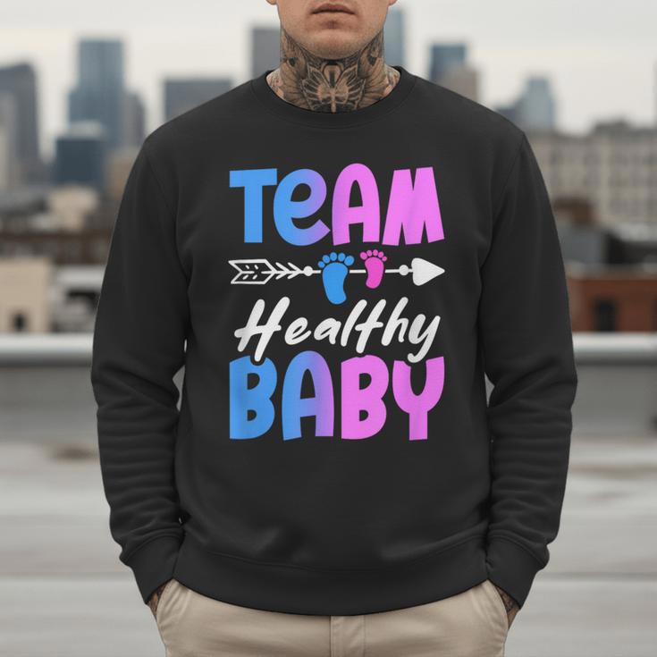 Team Healthy Baby Gender Reveal Pregnancy Mom Dad Men Sweatshirt