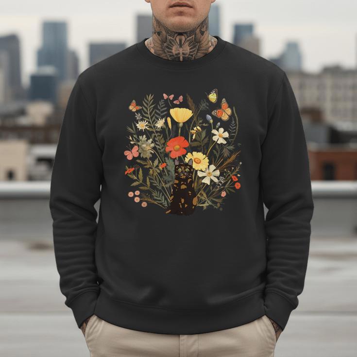Tortie Cat Owner Flowers Tortie Cat Mom Tortie Cat Dad For Men Women Kids Men Sweatshirt