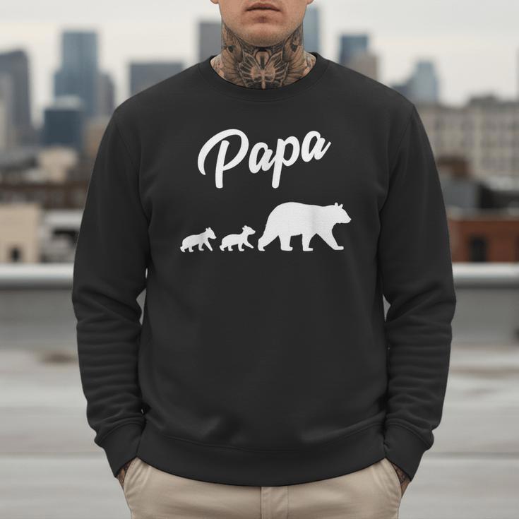 Twin Dad Papa Bear Two Cubs 2 Kids Men Sweatshirt
