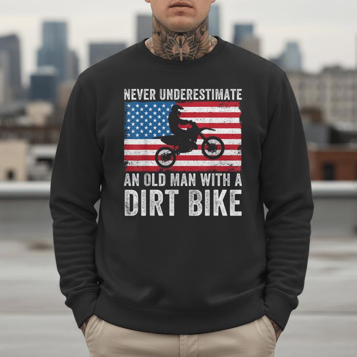 Never Underestimate An Old Man With A Dirt Bike Grandpa Dad Men Sweatshirt