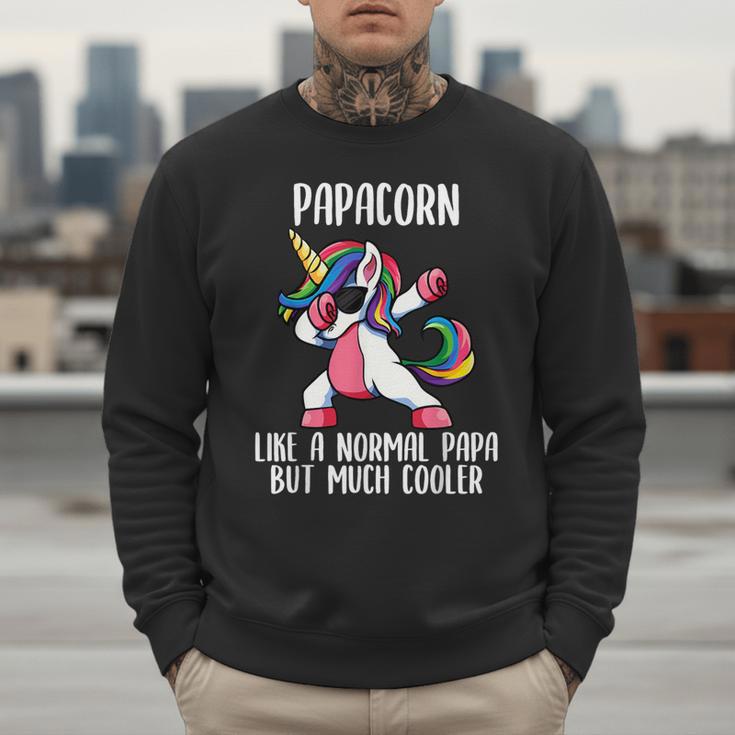 Unicorn Dad Girl Birthday Party Clothing Papacorn Men Sweatshirt