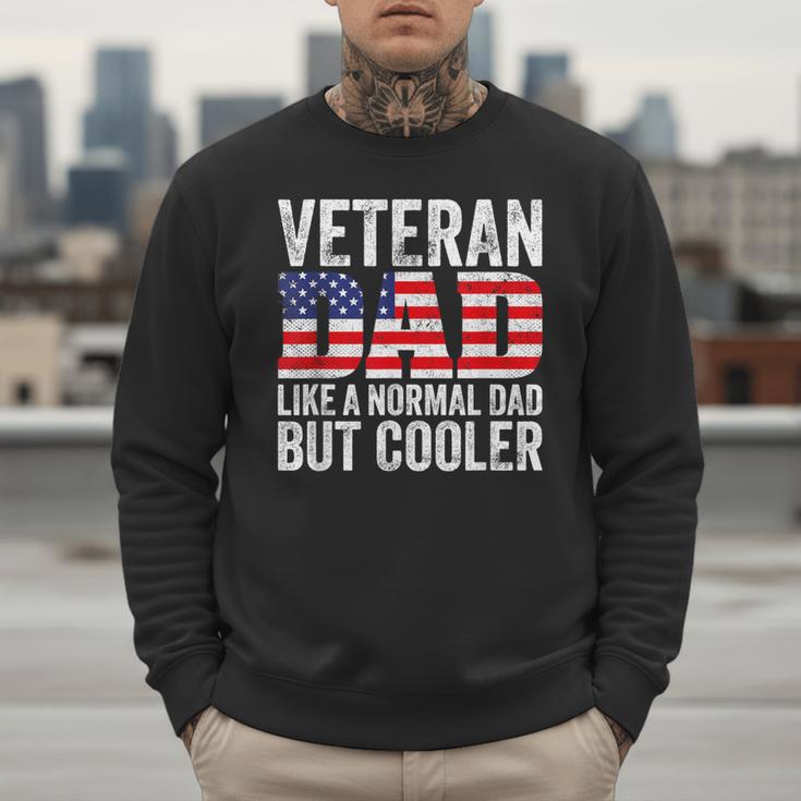 Veteran Dad Like A Normal Dad But Cooler American Flag Men Sweatshirt